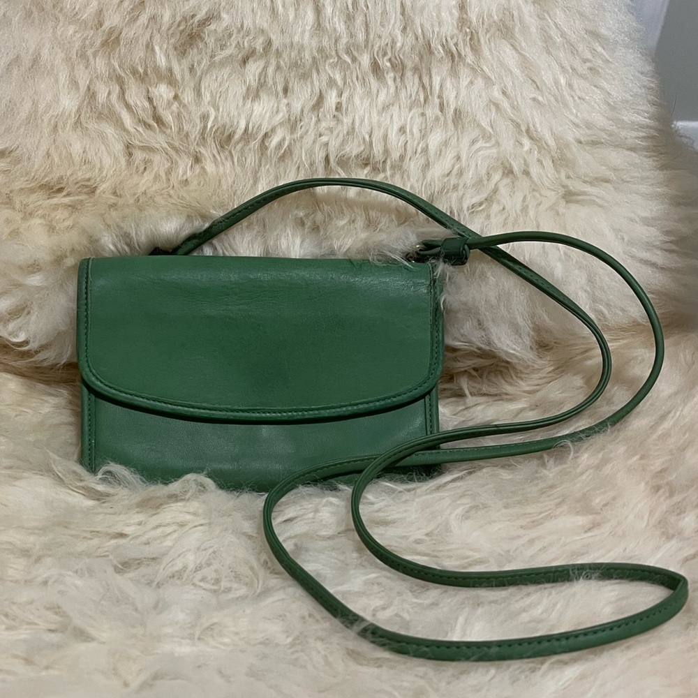 Vintage Coach Envelope Swing Wallet Crossbody Bag Clutch Leaf Green